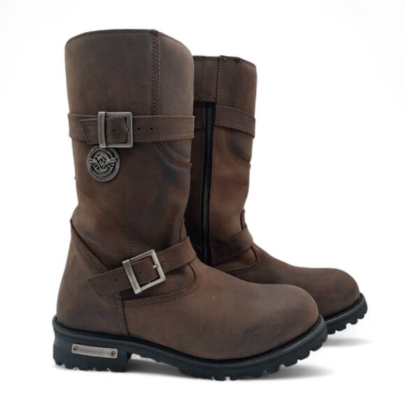 Milwaukee Men's Size 9.5 DS Brown Leather Motorcycle Engineer Riding Biker Boots - Picture 1 of 12